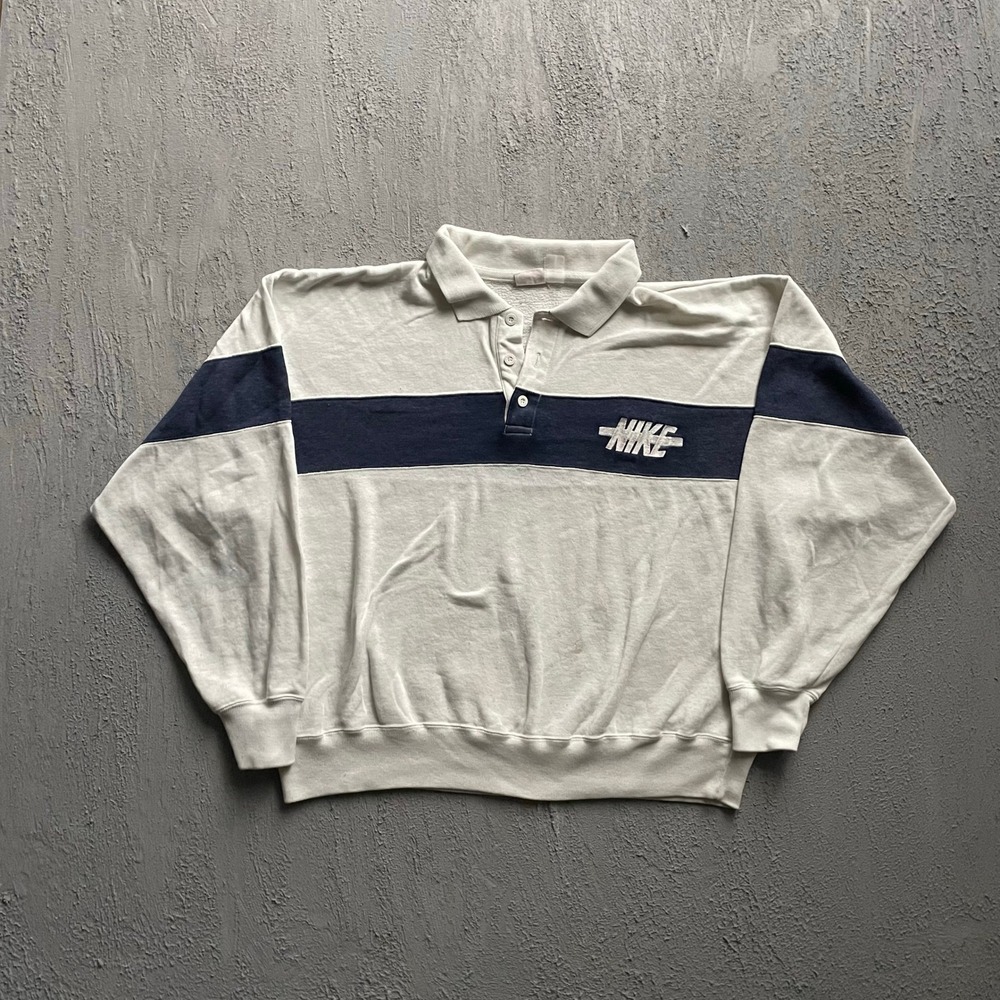 Vintage Nike Polo Sweatshirt Mens Large White 90s Nike